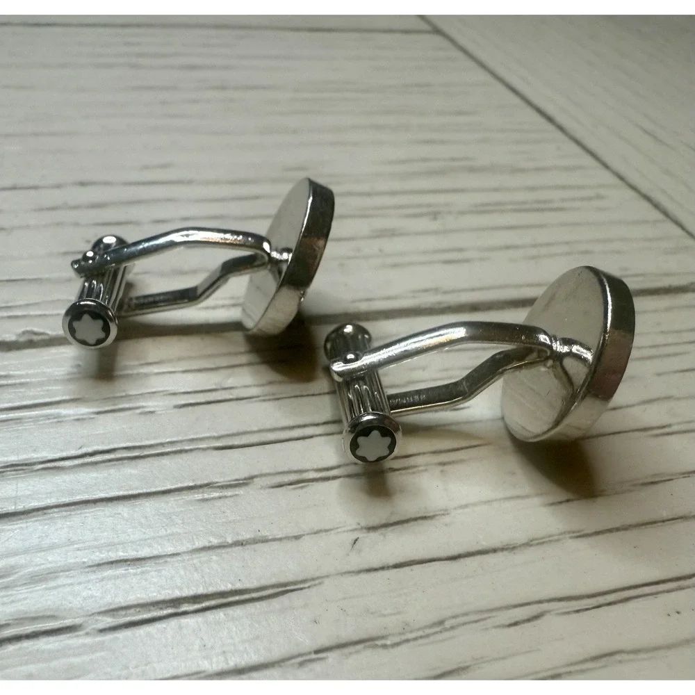 Montblanc Rare Vintage Stainless Steel‎ Silver And Black Cufflinks